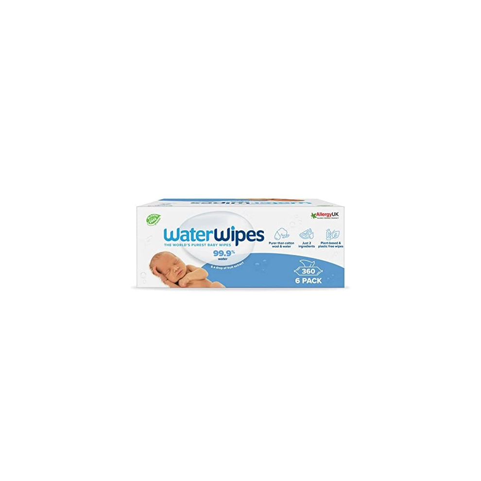 Waterwipes Original Plastic Free Baby Wipes, 360 Count (Pack Of 6)