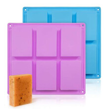 2 Pieces Silicone Soap Molds Rectangle Silicone Molds 6-Cavity Cake Baking Pans Soft Baking Pan Moulds Craft Soap Making Molds Ice Cube Trays