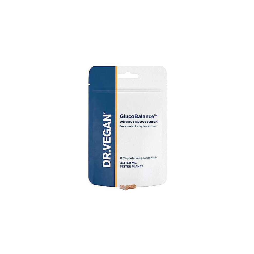 DR.VEGAN GlucoBalance | Plant-Based Supplement | Blood Sugar Control | 60 Capsules | 2-A-Day - 30 Day Supply | Chromium 200 µg | Apple Cider Vinegar