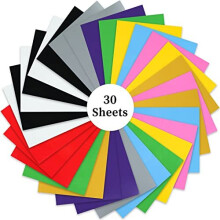 30 Pack Heat Transfer Vinyl Sheets, 12" x 10" HTV Vinyl for Cricut, Silhouette Cameo, Premium Iron on Vinyl for DIY Fabric, Cloth