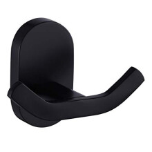 Matte Black Bathroom Towel Hooks, Wall Mounted Heavy Duty Robe or Door Hook, Screw Fixed Coat Hanger in Bedroom or Kitchen 7113B