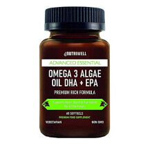 Vegan Omega 3, High Strength Algae Oil, DHA + EPA, 60 Softgel Capsules, Plant Based, Supports Heart, Brain, Joint & Eye Health, Halal & Kosher - Made
