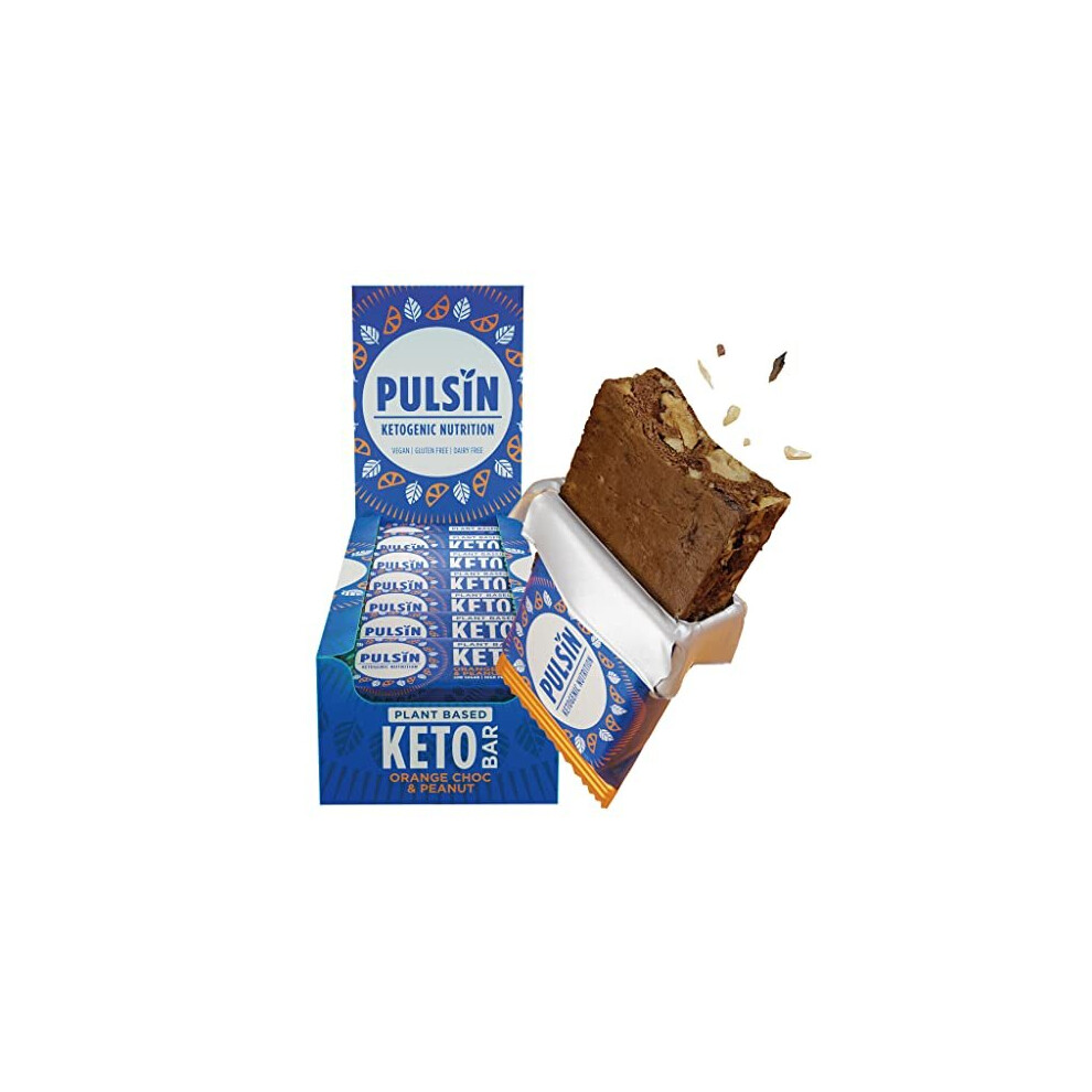 Pulsin - Plant Based Keto Protein Bars- Low Carb - 50G X18-12.7G Protein, 9.3G Fibre, 8.5G Carbs - Gluten, Palm Oil & Dairy Free Snack Bar - Orange Choc Chip