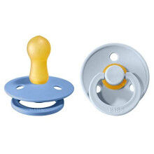 Colour Soother 2-Pack, BPA Free Dummy Pacifier, Round Nipple. Natural Rubber Latex, Size 2 (6-18 Months), Sky Blue/Baby Blue