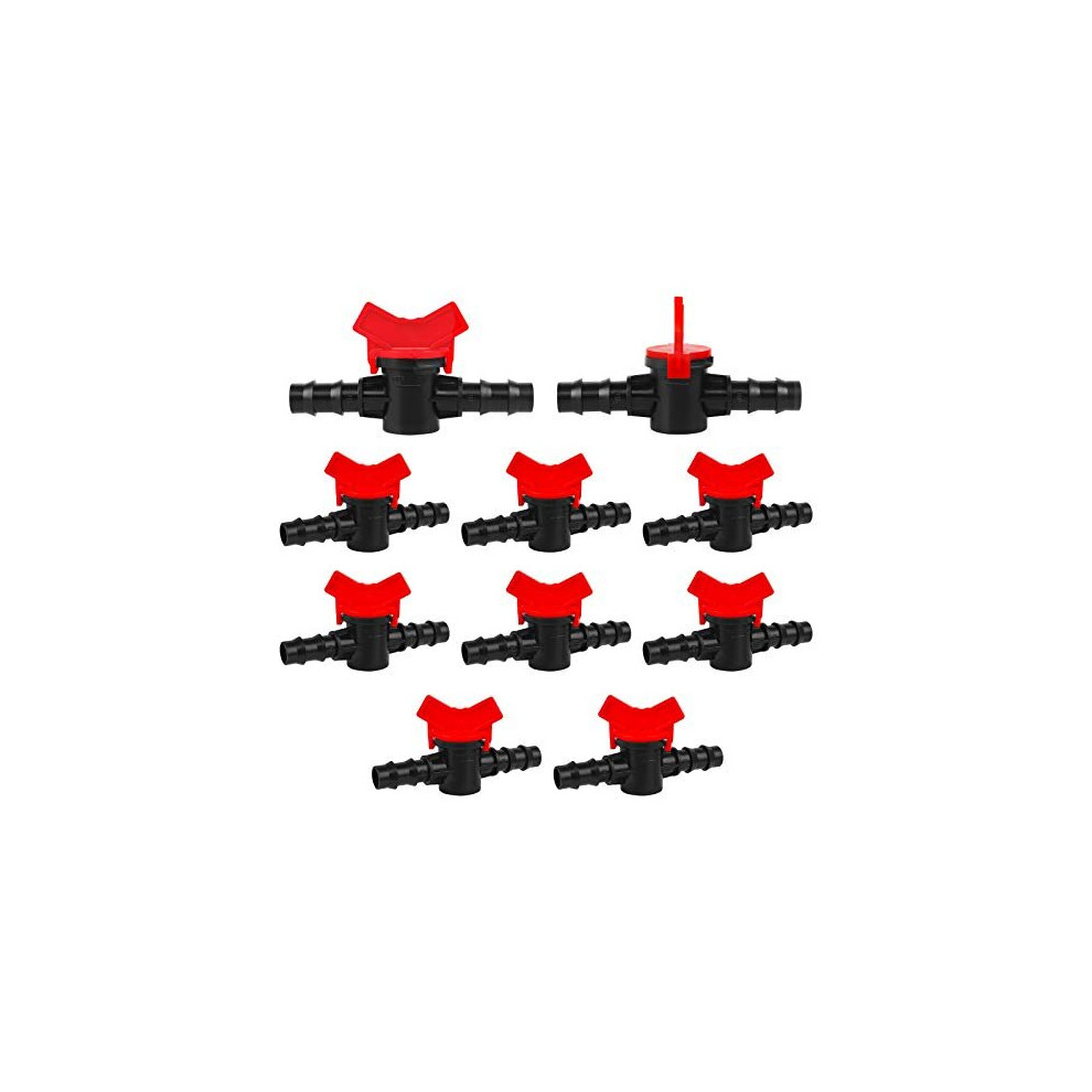 10 Pcs Drip Irrigation Switch Valve, 1/2 Inch Garden Hose Stop Valve for 16mm Irrigation Tube, Drip Irrigation Tubing Shut-Off Valve Hose Connectors