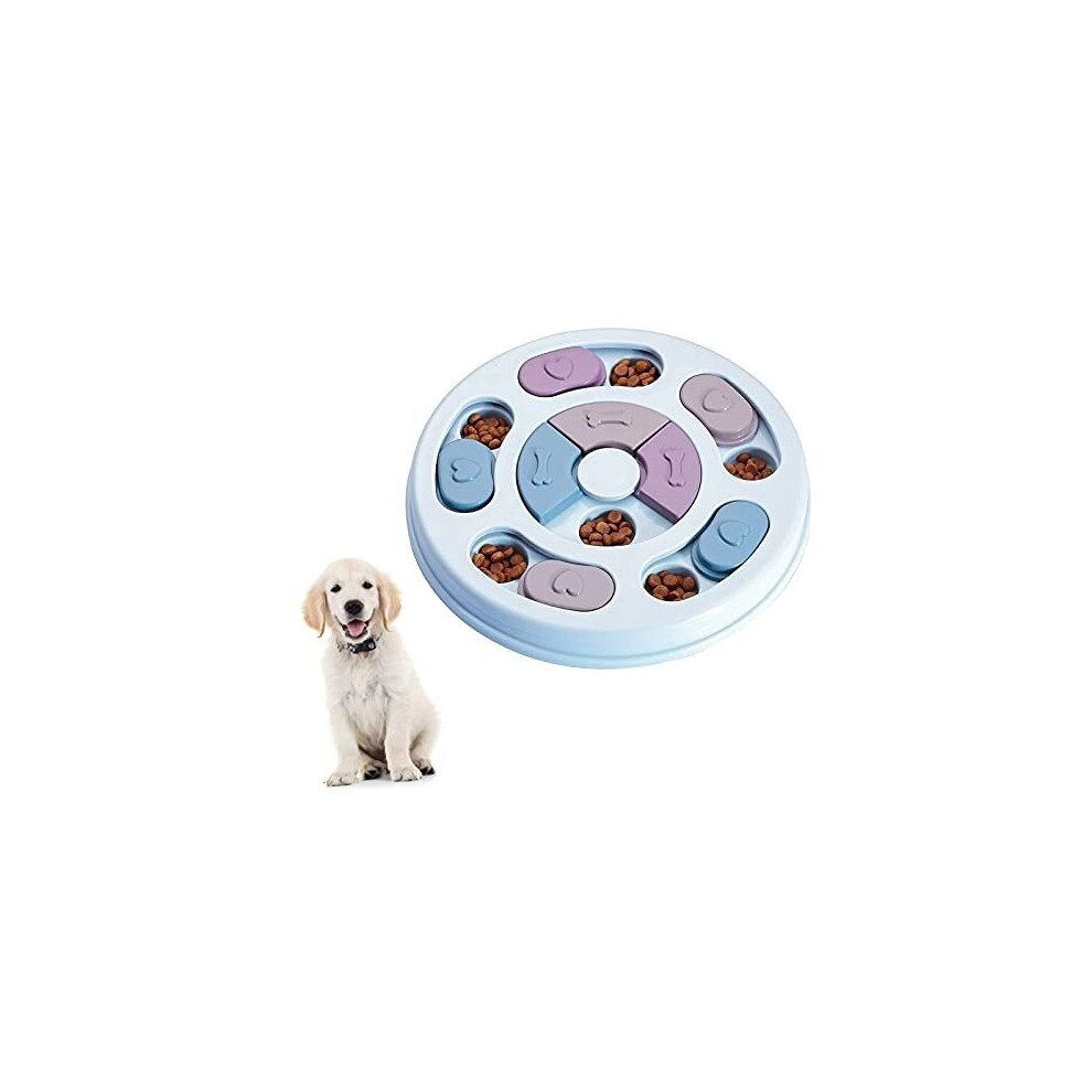 Dog Puzzle Slow Feeder Toy,Puppy Treat Dispenser Slow Feeder Bowl Dog Toy,Dog Brain Games Feeder with Non-Slip, Improve IQ Puzzle Bowl for Puppy (Blue