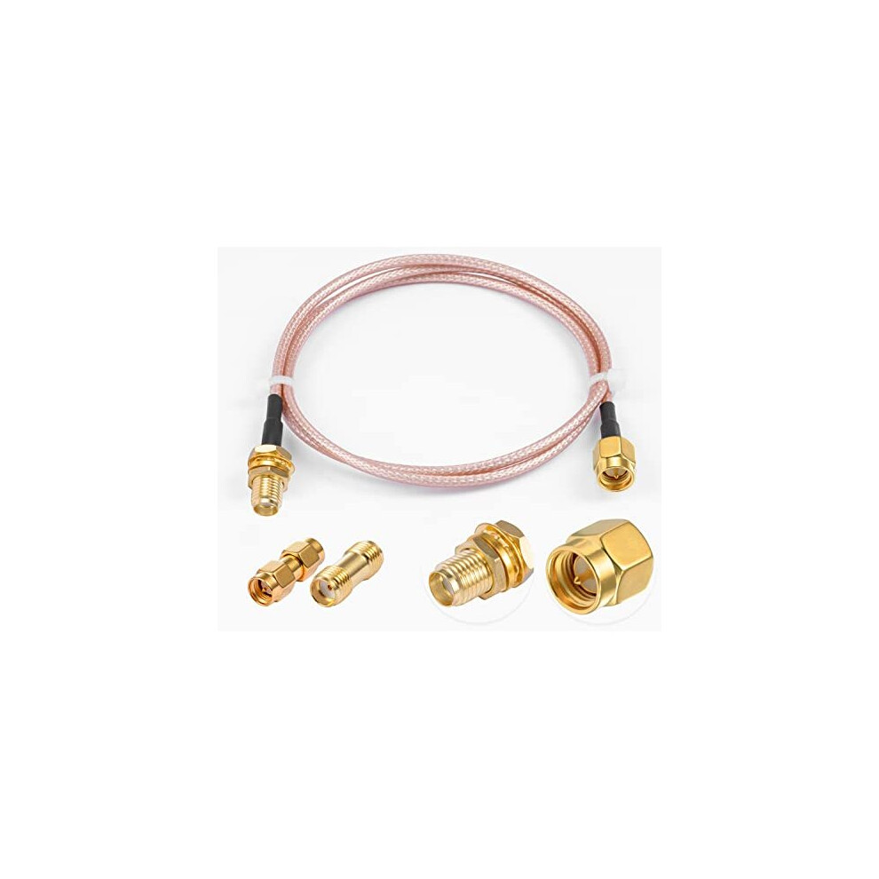 Sma Cable Sma Male To Sma Female Bulkhead Rg316 20" /50Cm Rf Coaxial Cable + 2Pcs Sma Adapters Kits For Router Antenna Signal Enhancer Wireless 797444881523