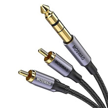 Gold-Plated 6.35mm 1/4 inch Male TRS Stereo Plug to 2 RCA Phono Male Audio Y Splitter Cable,Connector Wire Cord Plug