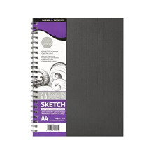 Daler-Rowney Simply Medium Grain 100 gsm A4 Hardback Spiral Bound Sketchbook, 54 Soft White Sheets, Ideal for Professional Artists and Students