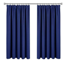Blackout Curtains 54 inch Drop - Blue Thermal Pencil Pleat Blackout Window Curtain Energy Saving for Boys Short Panel Drapes for Bedroom, W 46 by L 54