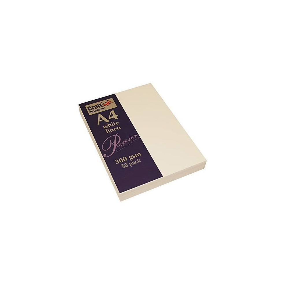 Craft Uk 2390 A4 White Recycled Linen Card 300 Gsm - 50 Sheets