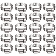 10-16mm Stainless Steel Hose Clips, 20PCS Worm Gear Hose Clamps Pipe Clamp Jubilee Clips, Duct Clamp Fuel Line Clamp for Plumbing Automotive Pool Car