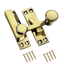 TERF Traditional Vintage Polished Brass Sash Window Lock Fastener Arm Type With Fixing Screws For Wood Aluminium UPVC Vinyl Frames - Pack of 1