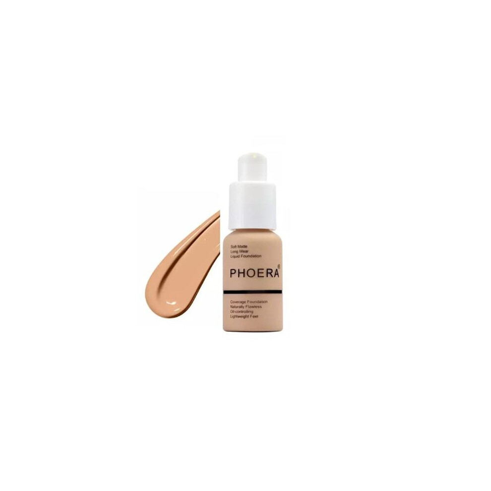 Phoera Cream/Beige Aquapurity Full Coverage Foundation Soft Matte Oil Control Concealer 30Ml Flawless Smooth Long Lasting (104 Buff Beige)