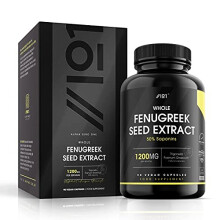 Whole Fenugreek Seed Extract 1200mg - High Strength 50% Saponins - Trigonella Foenum Graecum - Non-GMO, Halal, 90 Vegan Capsules
