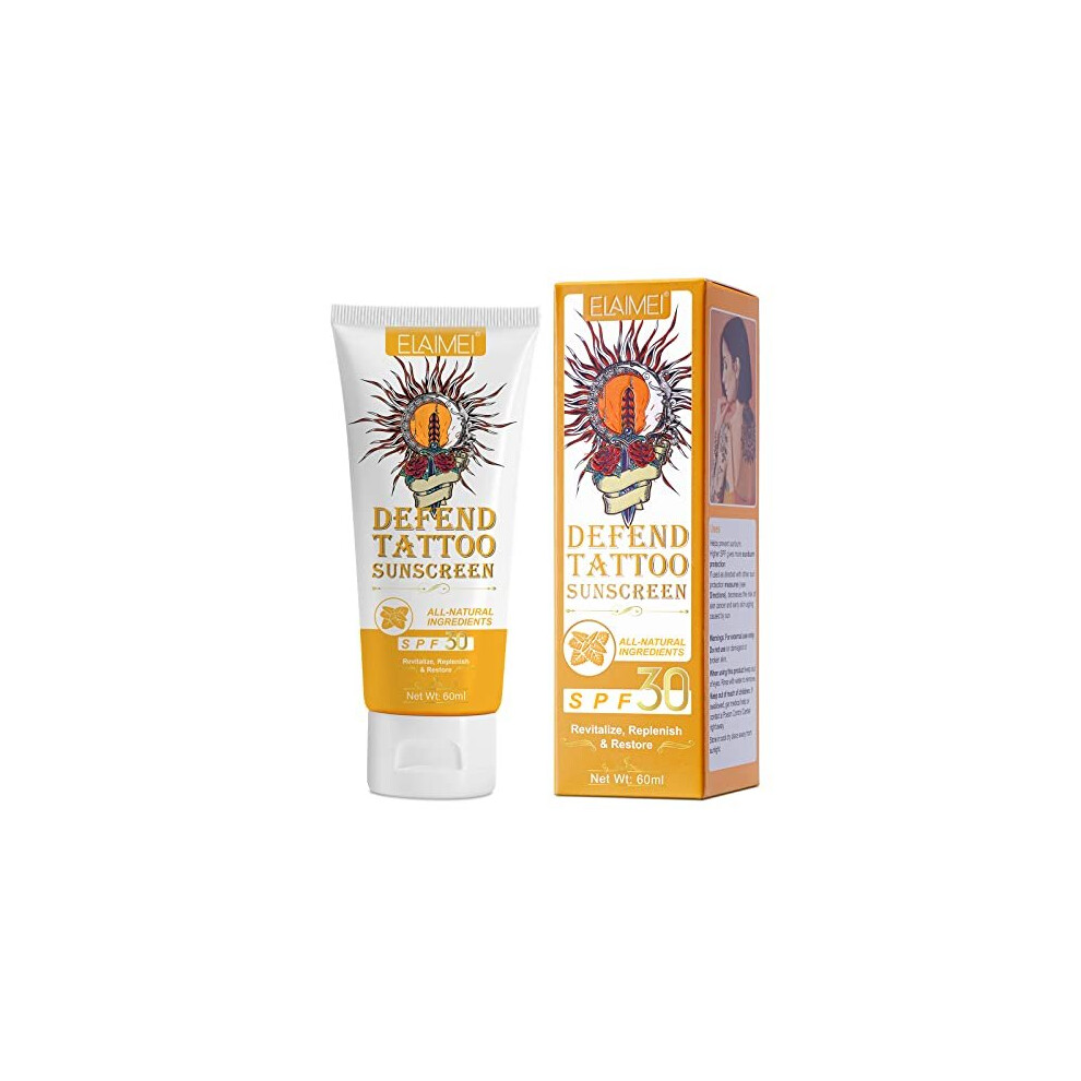 Cckuloob Premium Tattoo Care Sunscreen - Defend Tattoo Sunscreen Spf 30+ Tattoo Sun Protection - Uva/Uvb Sun Rays Protection, Tattoo Aftercare Sunscreen Lotion