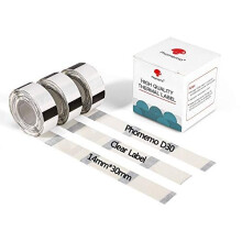 D30 Clear Transparent Thermal Labels - Adhesive, 14x30mm/0.55x1.18inch, 3 Rolls