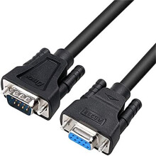 DB9 RS232 Serial Cable Male to Female Port Extension Null Modem Cord Full Handshaking 7 Wire Crossover for Data Communication (1.5m, Black)