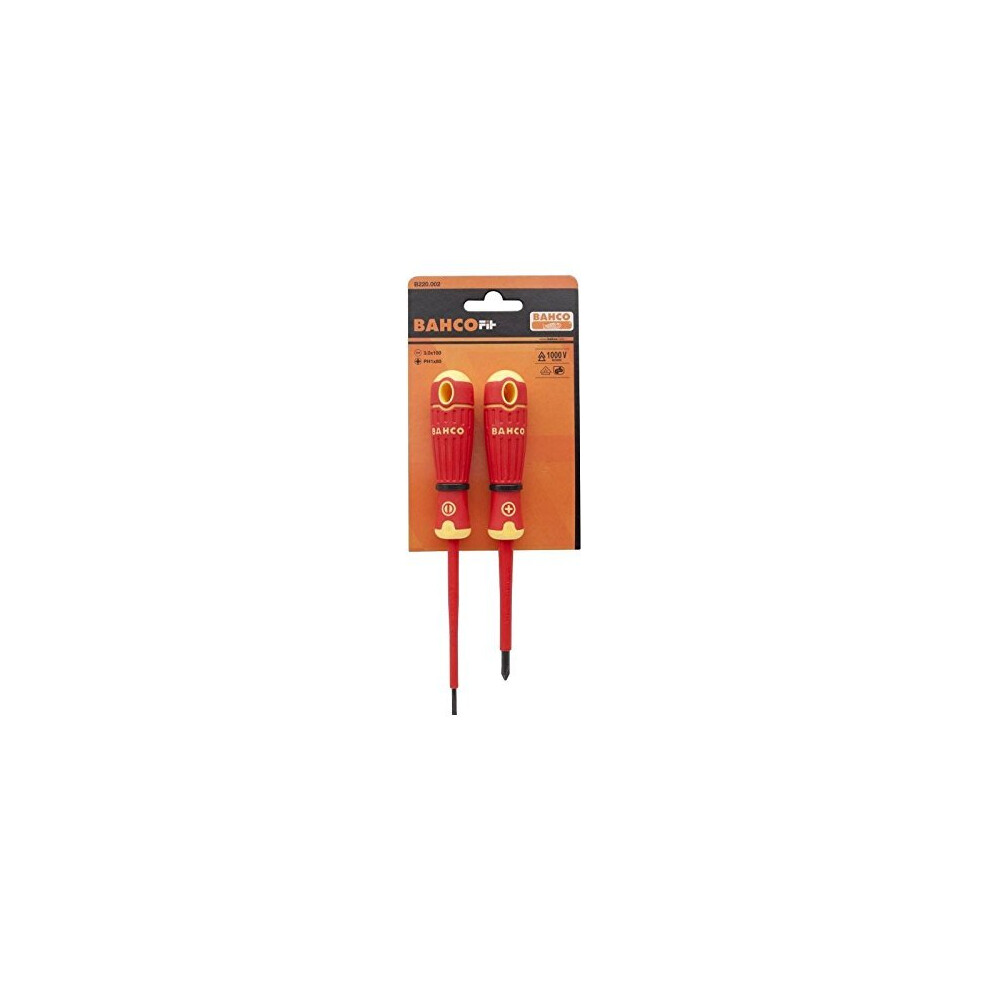 Bahco B220.002 "Fit" Slotted 3.0/Ph1 Insulated Screwdriver Set, Multi-Colour
