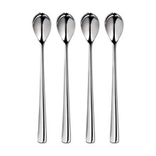 Malvern Bright Long Handled Spoon, Set of 4. Suitable for Latte, jam and ice Cream. Made from Stainless Steel. Dishwasher Safe.