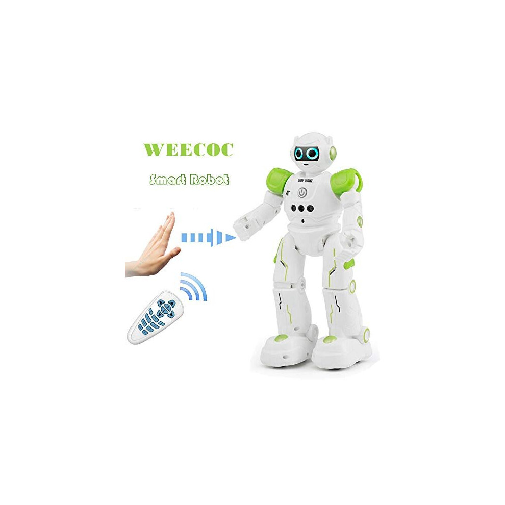 RC Robot Toys Gesture Sensing Smart Robot Toy for Kids Can Singing Dancing Speaking Christmas Birthday Gift (R11 Green)