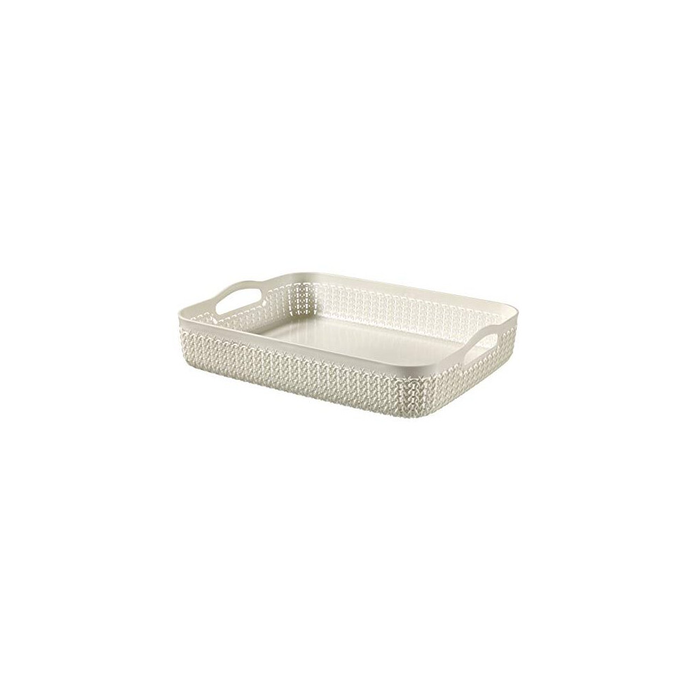 Basket, plastic, off-white, 35,20 x 26,8 x 7,4 cm