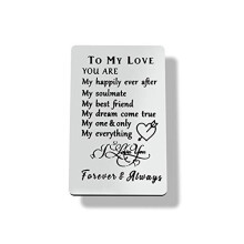 Engraved Wallet Card Inserts To My Love Gift for Men,Husband Gift Boyfriend Gift Soulmate Wedding Anniversary Valentine Christmas Birthday Gift for