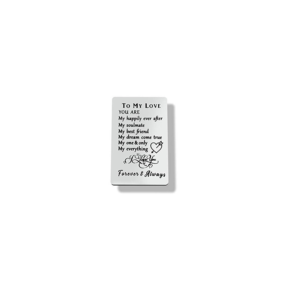 Engraved Wallet Card Inserts To My Love Gift for Men,Husband Gift Boyfriend Gift Soulmate Wedding Anniversary Valentine Christmas Birthday Gift for