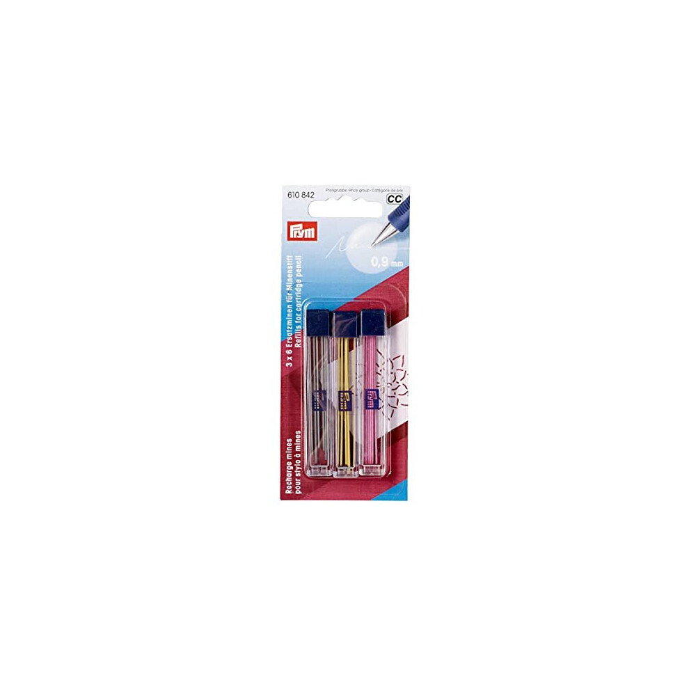 Refills for Cartridge Pencil, Yellow, Pink, Black, 0,9mm