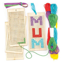 AR141 Wooden Bookmark Cross Stitch Kits for Beginners (Pack of 4) Embroidery Set with Thread
