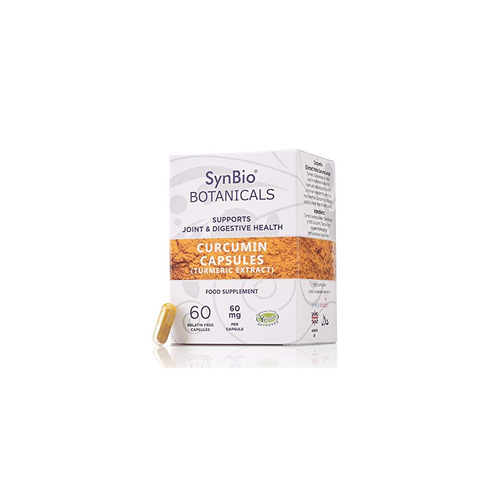 Synbio Botanicals - Curcumin/Turmeric Extract (95% Curcumin Extract) | Vegan Certified | Made In Uk | Gluten Free | Salt Free | Nut Free | Kosher | Halal |