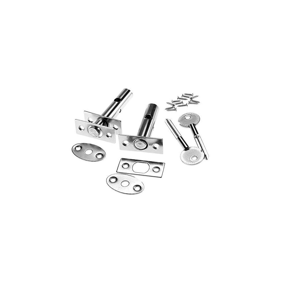 Door Security Bolts, Dead Bolt, Mortice Lock, Nickel-Plated External Internal Door Locks With Star Keys & Screws 2 Sets 6973553332819