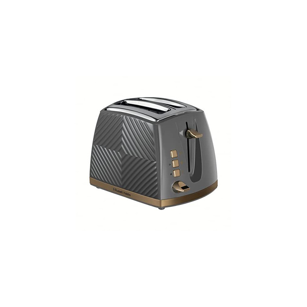 New Russell Hobbs 26392 Groove 2 Slice Toaster, Tactile 3D Design Bread Toaster With Frozen, Cancel And Reheat Settings, 850 Watts, Grey