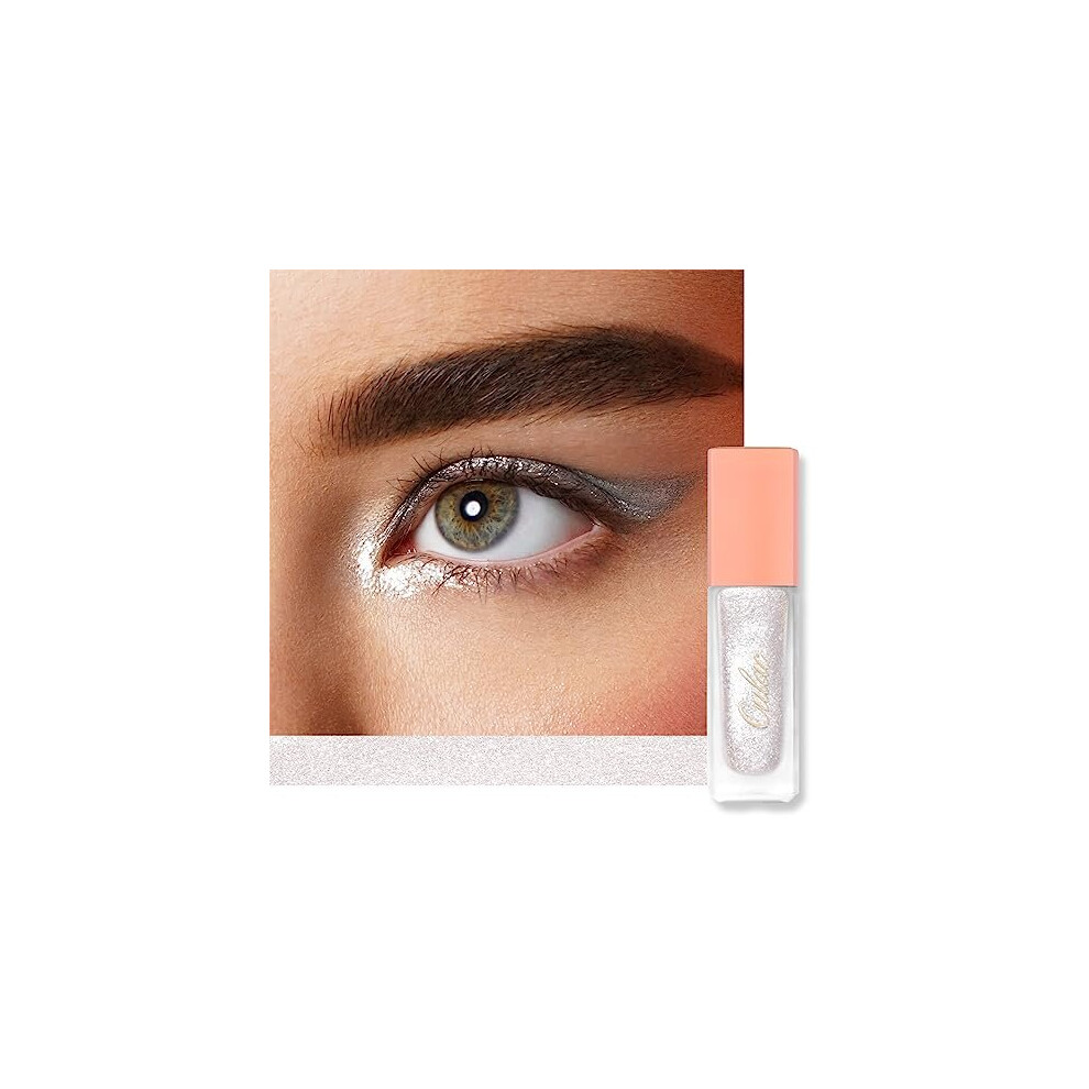 Oulac Liquid Glitter Eyeshadow - Metallic Icy White Eyeshadow Shimmer Eyeshadow With Fine Sparkle & Glow, Blendable Sparkly Eyeshadow Eye Make-Up, Crease