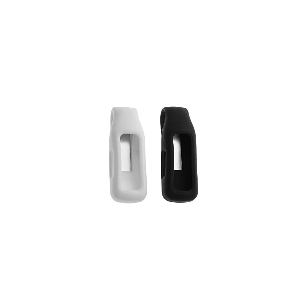 2PCS Clip Holder Compatible with Fitbit Inspire 2 Ace 3 Fitness Tracker Shockproof Soft Silicone One-Piece Cover Case Pocket Clip 1PCS Black & 1PCS