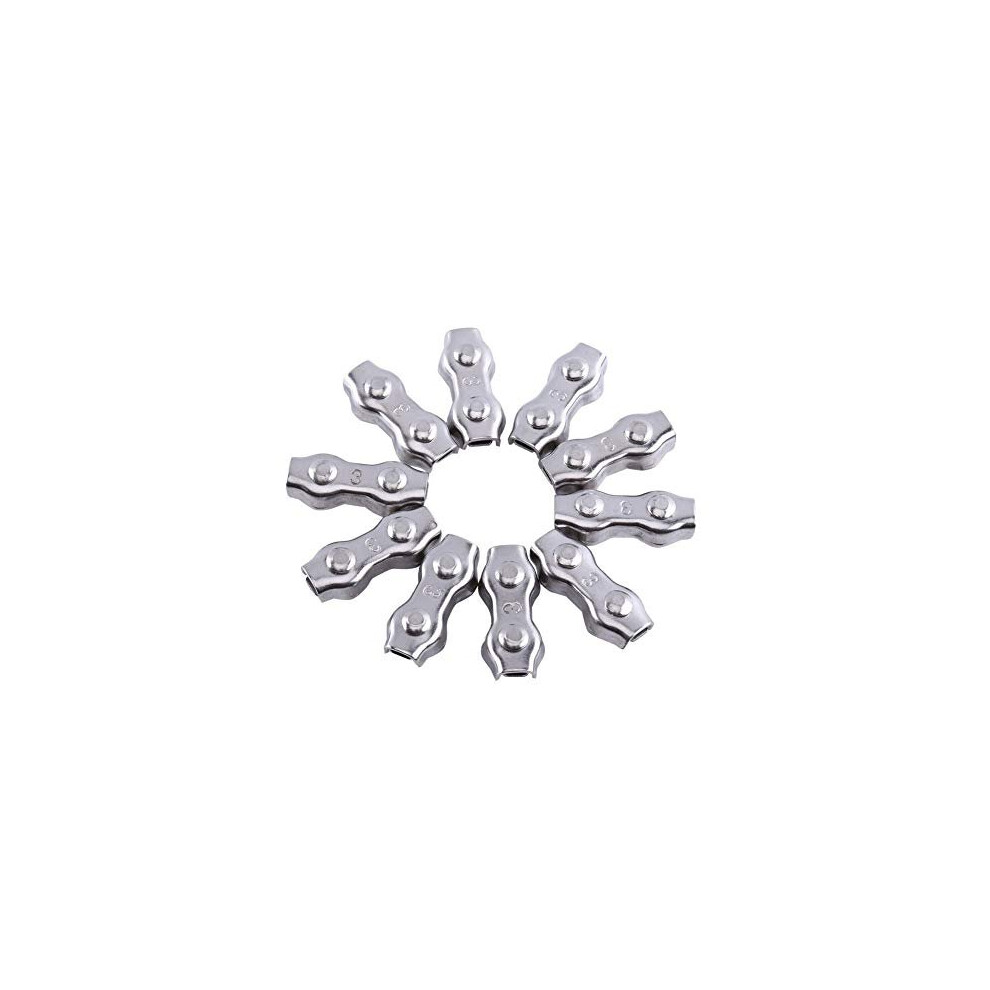 3Mm Wire Rope Clamp, 10Pcs M3 Stainless Steel Duplex Wire Cable Rope Grips Clamps Caliper For Wire Cables 6480304594377