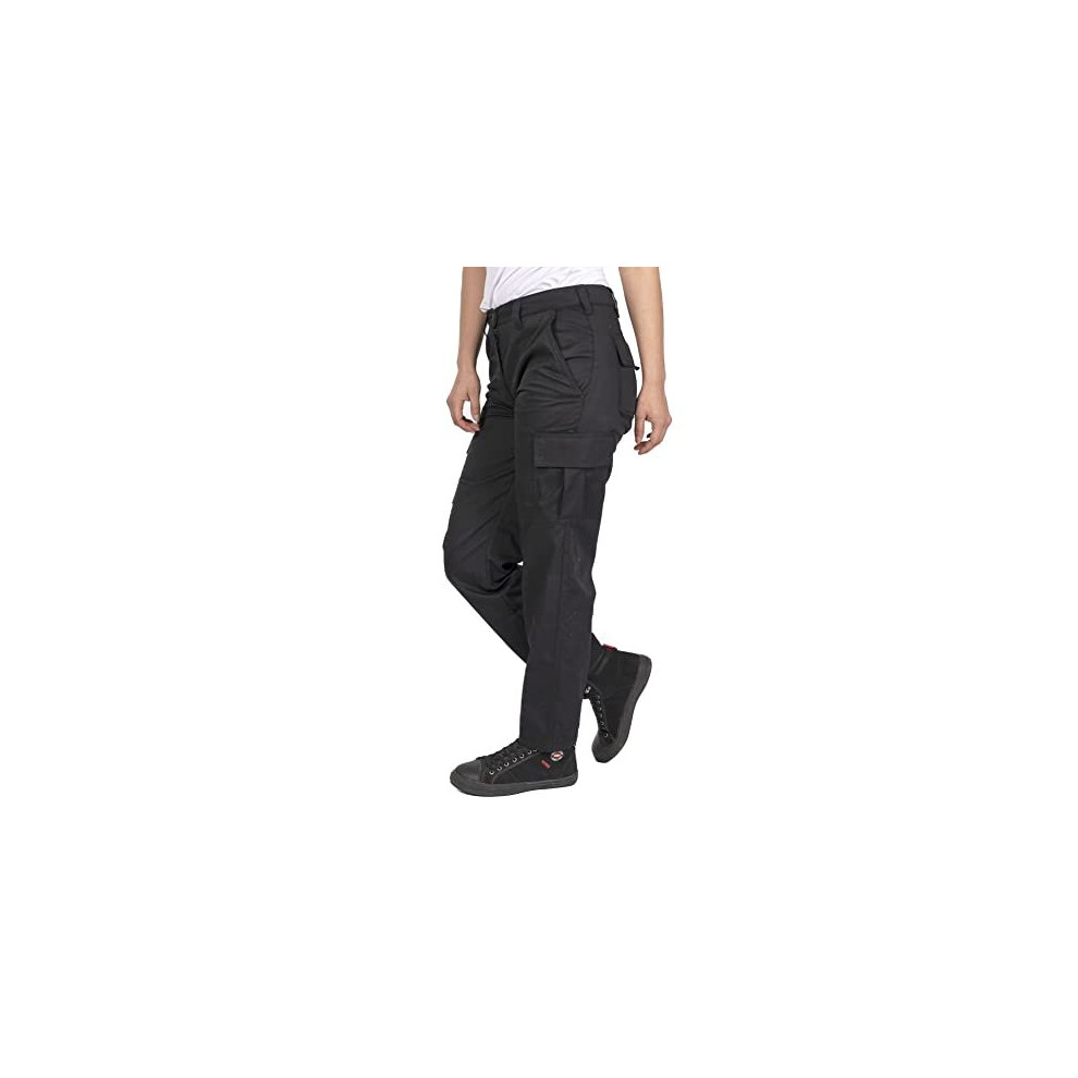 Ladies Heavy Duty Easy Care Multi Pocket Work Safety Classic Cargo Pants Trousers, Black, Size Uk 16, Short 28"" Leg", Lclpnt241 5050217322797