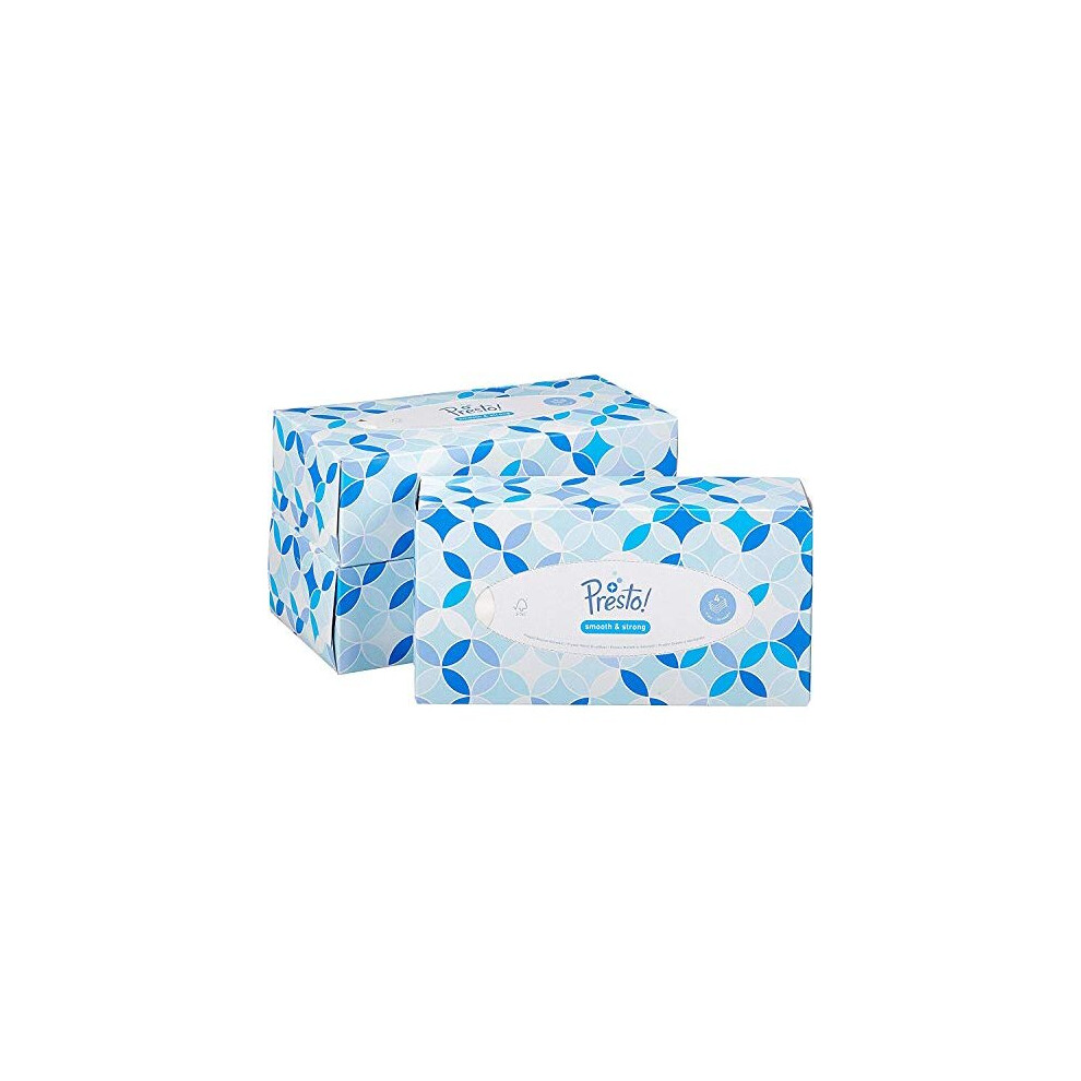 Presto! Amazon Brand - 4-Ply Facial Tissues, Pack Of 12, 100 Sheets Per Box