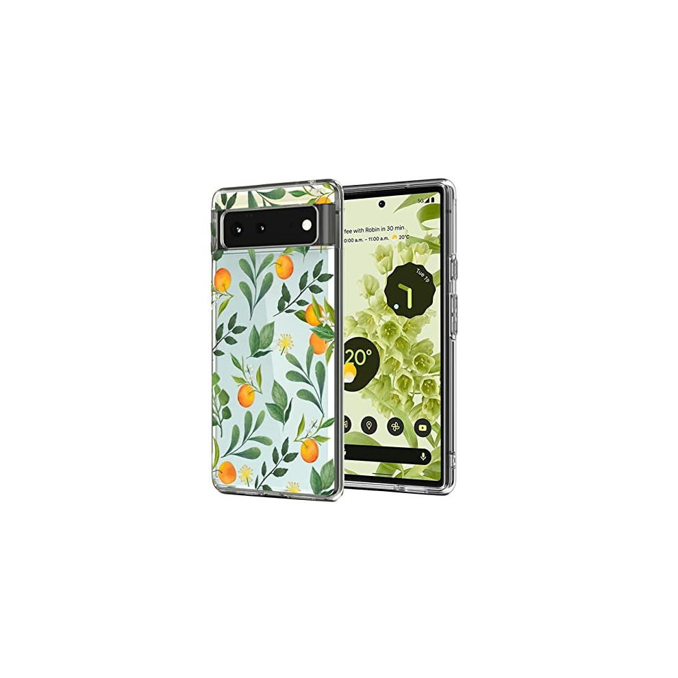Pixel 6 Case Clear With Design Soft Tpu Shock Absorption Slim Embossed Pattern Protective Back Cover For Pixel 6 5G 6.4 Inch (Citrus Flavors) 6972595139769