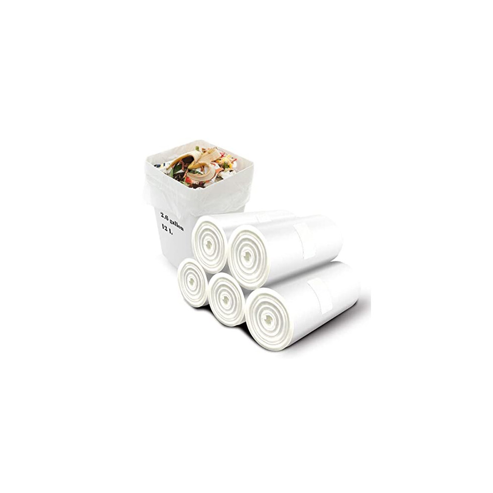 Bin Bags 100Pcs, 12 Liter Small Biodegradable Bin Liner, Food Waste, Rubbish Bags, 100% Recycled, Tough, Degradable, Trash Bags for Food; Household;