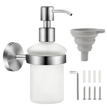 Soap Dispenser Wall Mounted Made of 304 Stainless Steel Shampoo Shower Gel Cottle Glass Soap Dispenser Manual Brushed Soap Dish Dispenser