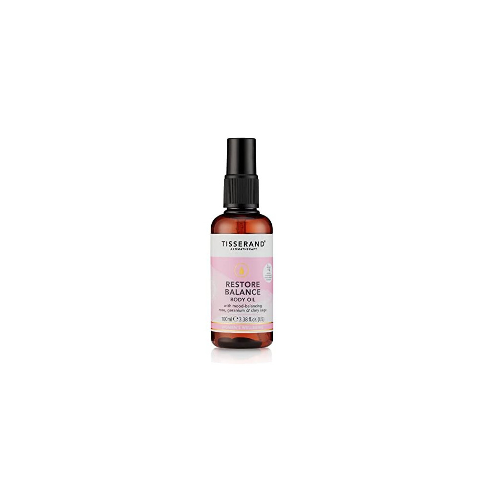 Tisserand Aromatherapy - Restore Balance Body Oil - Perimenopause, Menopause & Menstruation Support For Women - Rose, Clary Sage & Geranium - 100% Natural