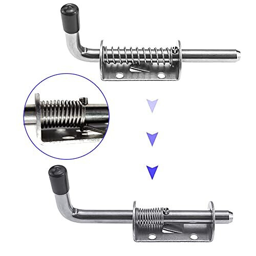 Spring Loaded Latch Pin 304 Stainless Steel 128 Mm Barrel Bolt Metal Lock With Grip Heavy Duty