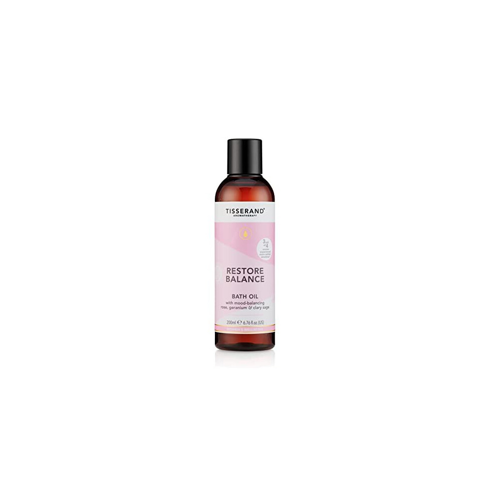 Tisserand Aromatherapy - Restore Balance Bath Oil - Perimenopause, Menopause & Menstruation Support For Women - Rose, Clary Sage & Geranium - 100% Natural