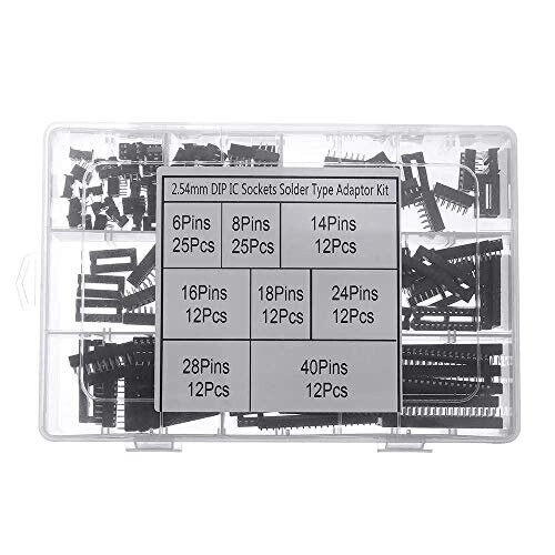 122pcs DIP IC Socket Adaptor Solder Type Socket Kit 6/8/14/16/18/24/28/40 Pins