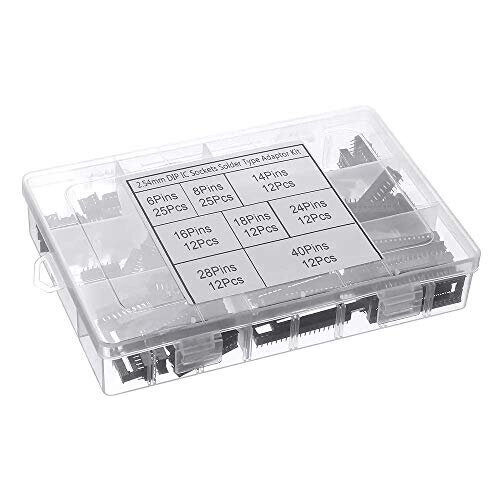 122pcs DIP IC Socket Adaptor Solder Type Socket Kit 6/8/14/16/18/24/28/40 Pins 1