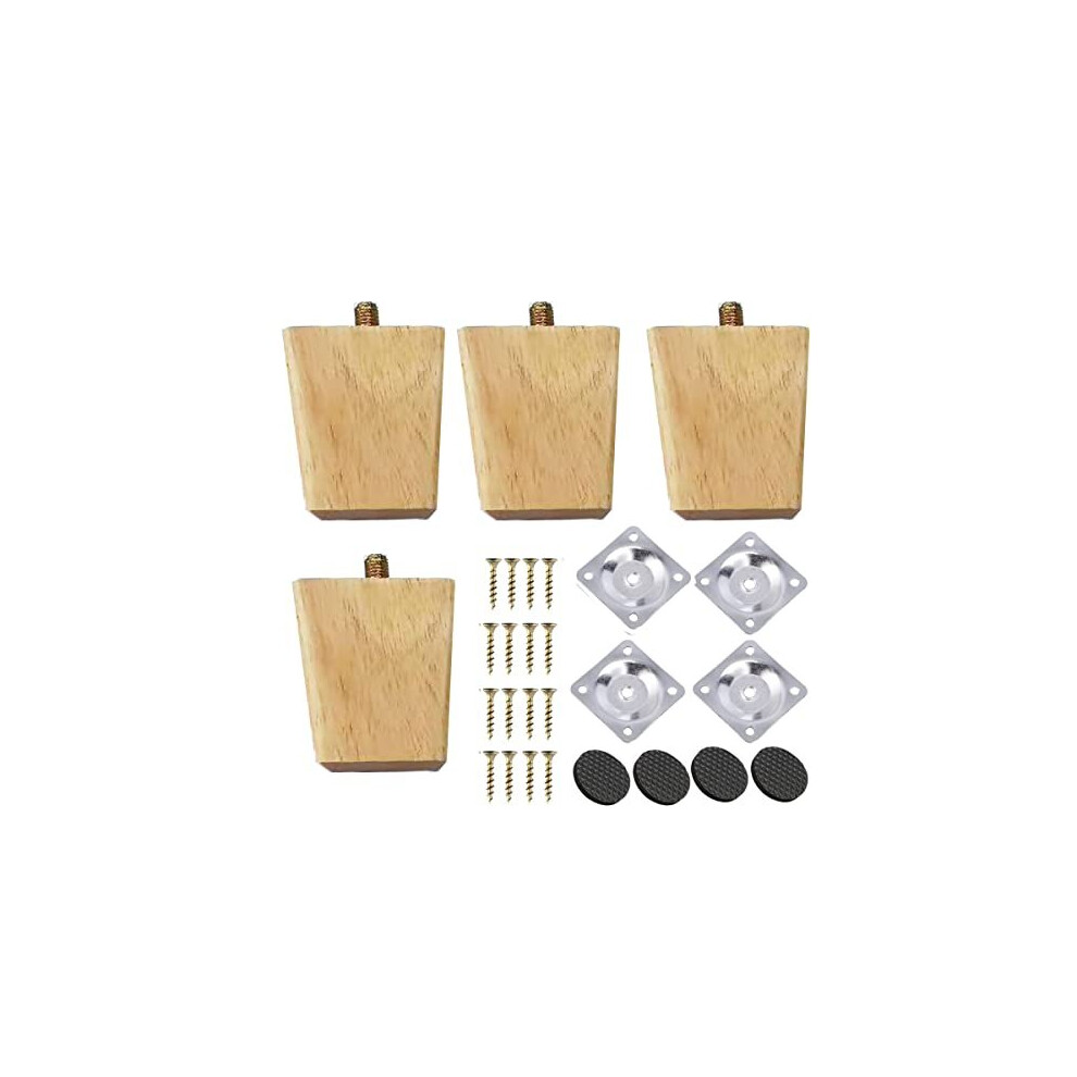 Wooden Furniture Legs 6Cm Sofa Replacement Feet Solid Square Wooden Furniture Legs For Dresser, Tables, Couch, Chair, Ottoman, Cabinet Etc, With 783477005319