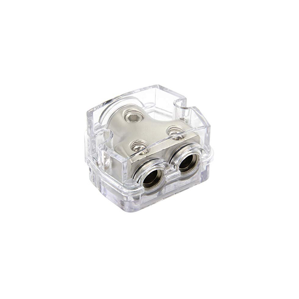 2 Way Power Distribution Block, 0/2/4 Awg Gauge In, 4/8/10 Gauge Out, Car Audio Stereo Amp Distribution Connecting Block For Audio Splitter 8414721284304