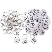 Plastic ID Number Tags Key Tags with Key Rings (1-100, White)