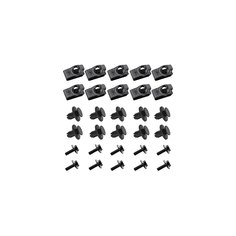 30Pack Car Engine Cover Bolts, Hood Bolt Retaining Nut Undertray Clip Plastic Clip Retainer For Chassis Engine Guard Panel Bumper Fastener 9339049482180